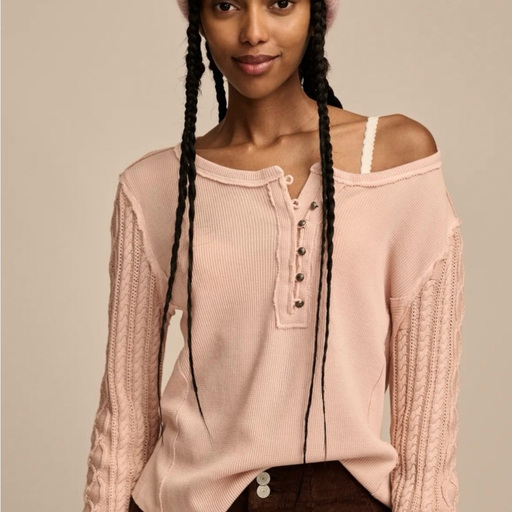 LUCKY BRAND Off-the-Shoulder  Sweater - Rose Smoke